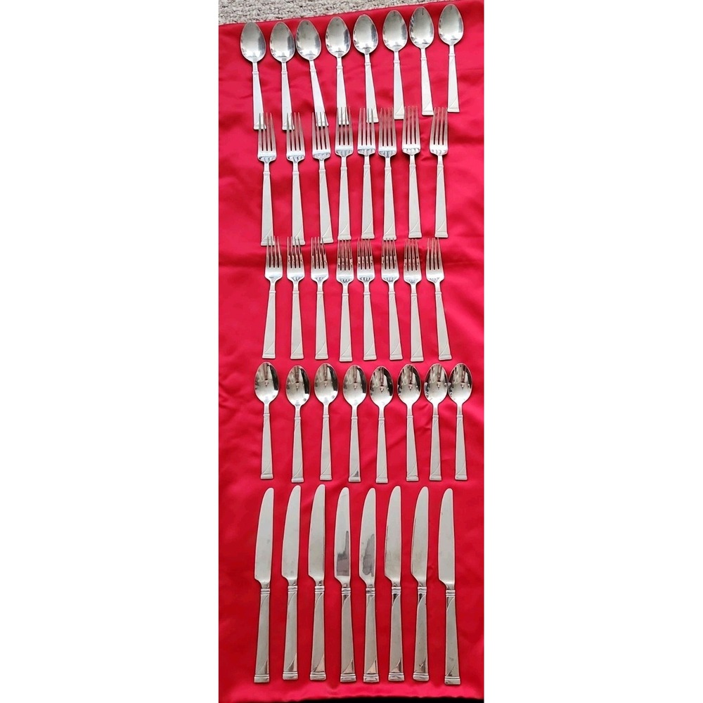 Pfaltzgraff Devon Frost 18/0 Stainless Flatware Mixed Lot 40pc Silverware Set